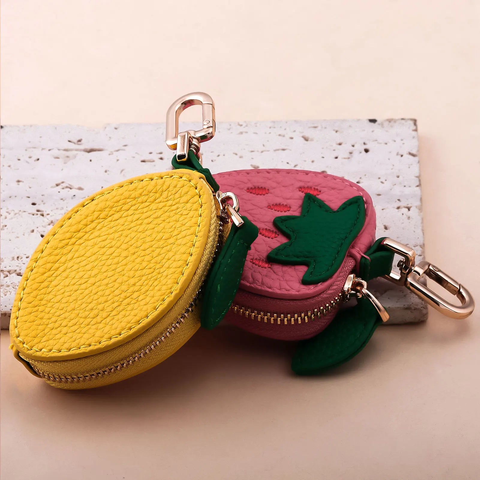 Cute Fruit Coin Purse – Lemon, Strawberry & Cherry Mini Wallets | PU Leather Keychain bag charm