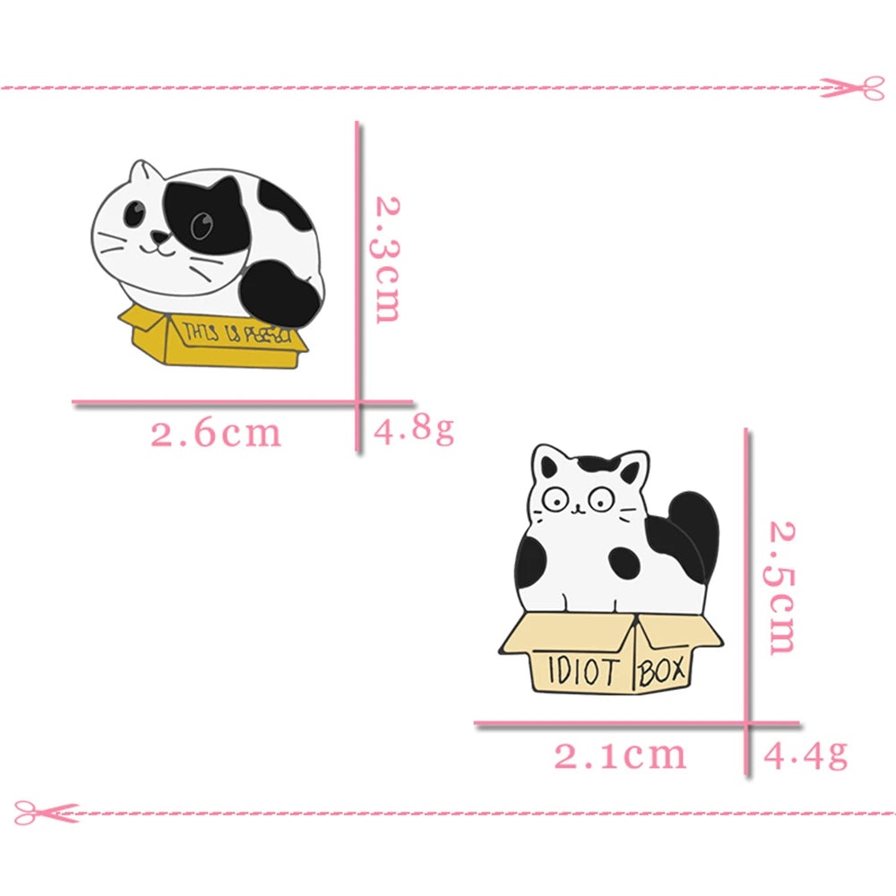 2PCS Cute Cat Pins – Friendship Black & White Kitten Brooches