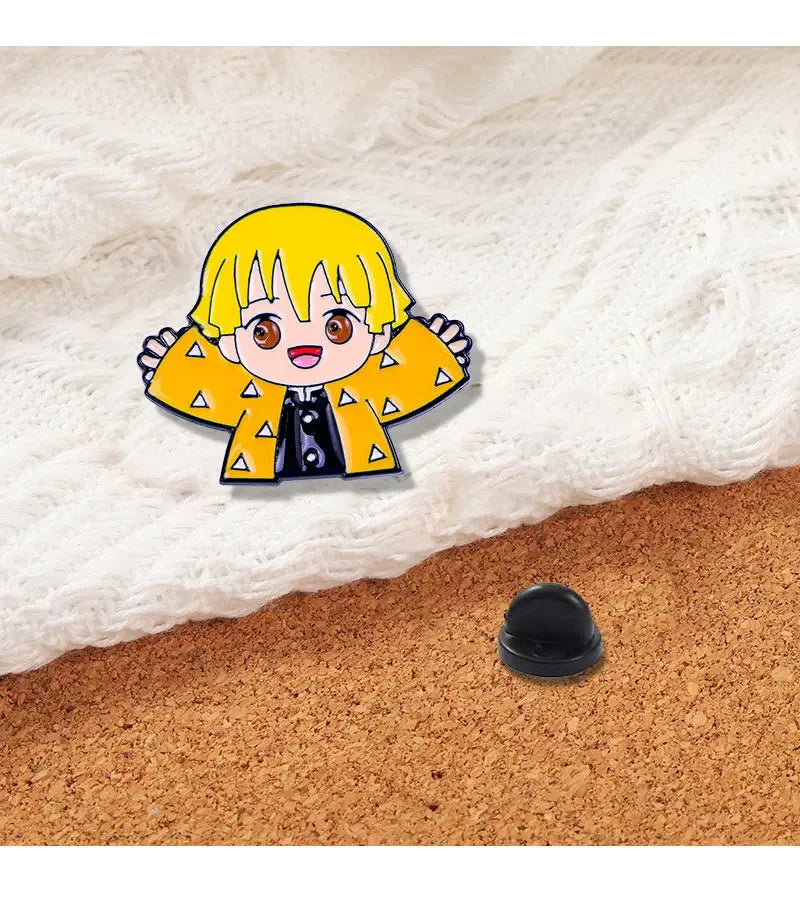 5PCS Demon Slayer Pins – Adorable Chibi Character Brooch Set for Backpacks & Clothes