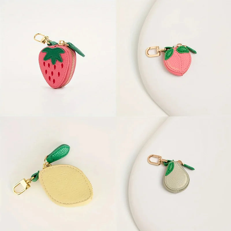  Cute Fruit Coin Purses – Strawberry, Peach, Lemon & Pear Mini Wallets for Women