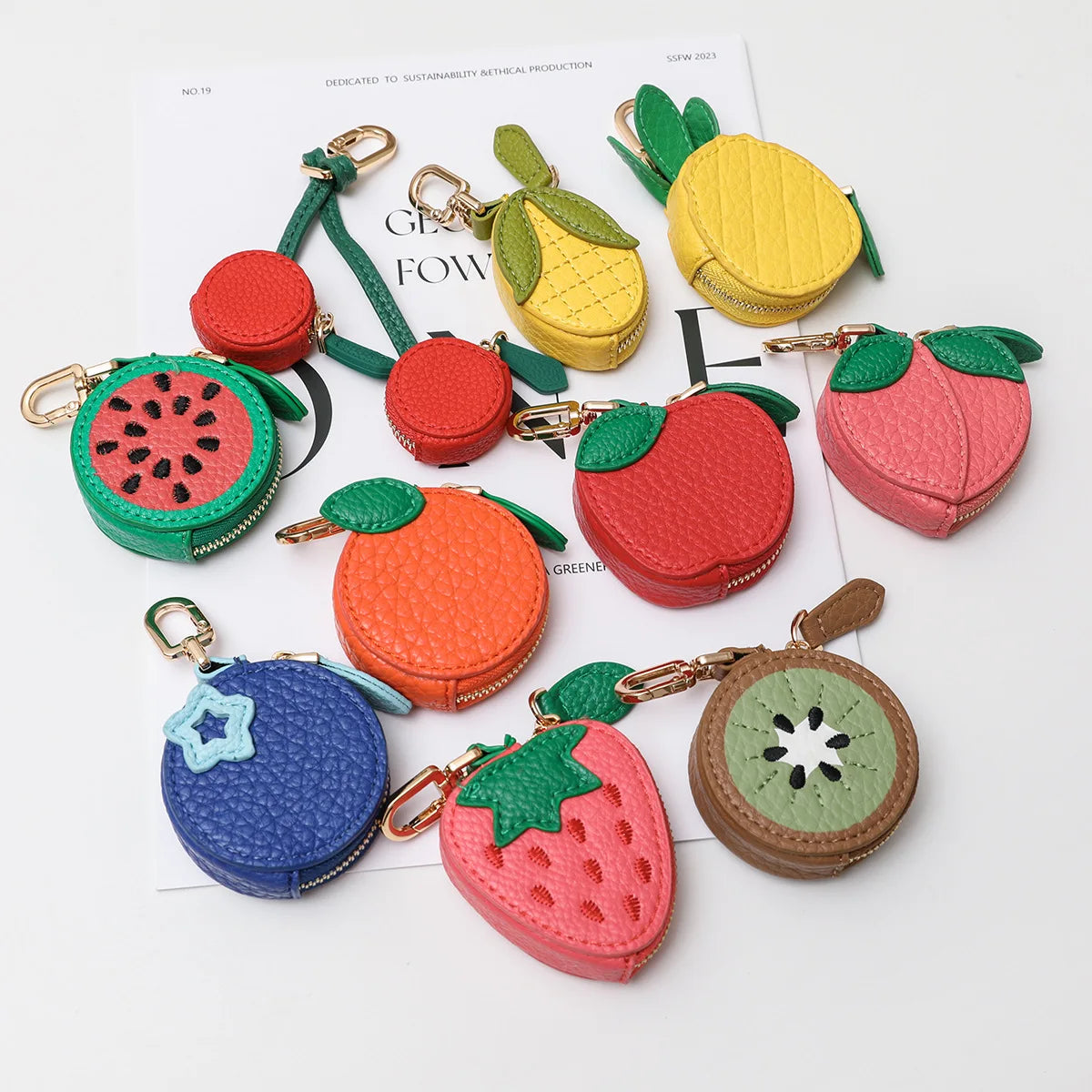 Cute Fruit Coin Purse – Lemon, Strawberry & Cherry Mini Wallets | PU Leather Keychain bag charm