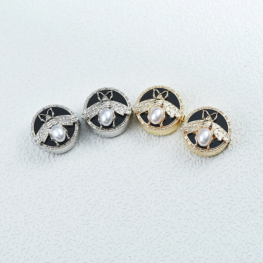 2PCS Pearl Bee Button Covers – Elegant Round Cufflink Style Shirt & Dress Accessories
