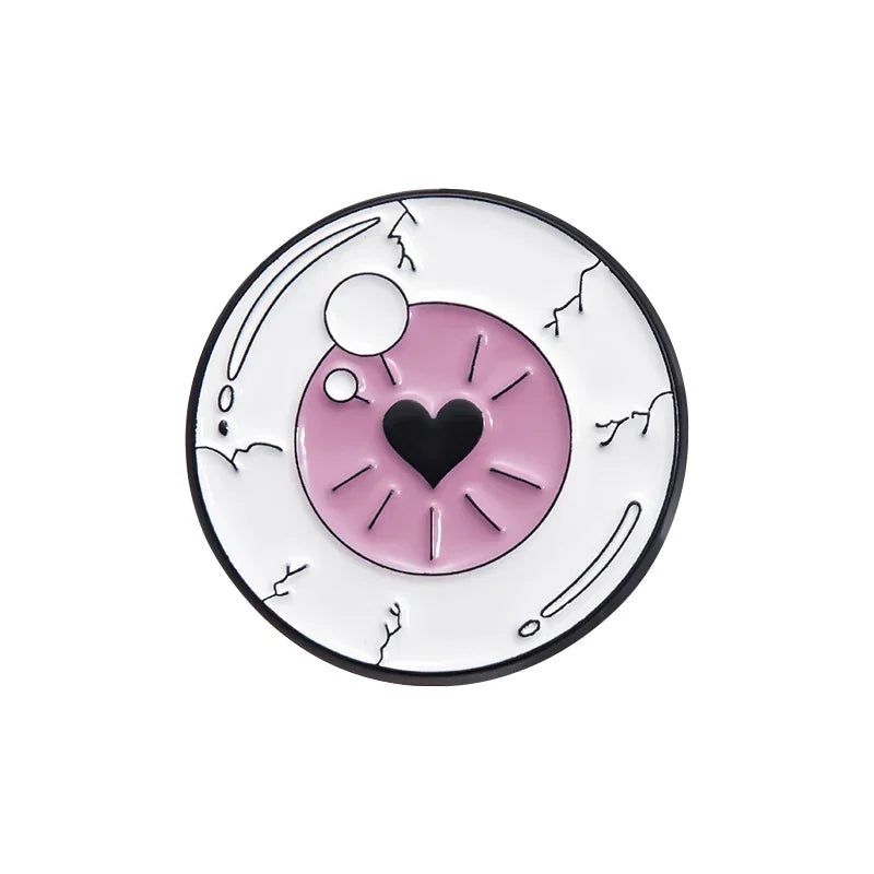 Pink Punk Eyes Enamel Pin – Magic Potion & Love Eye Brooch for Jackets & Bags