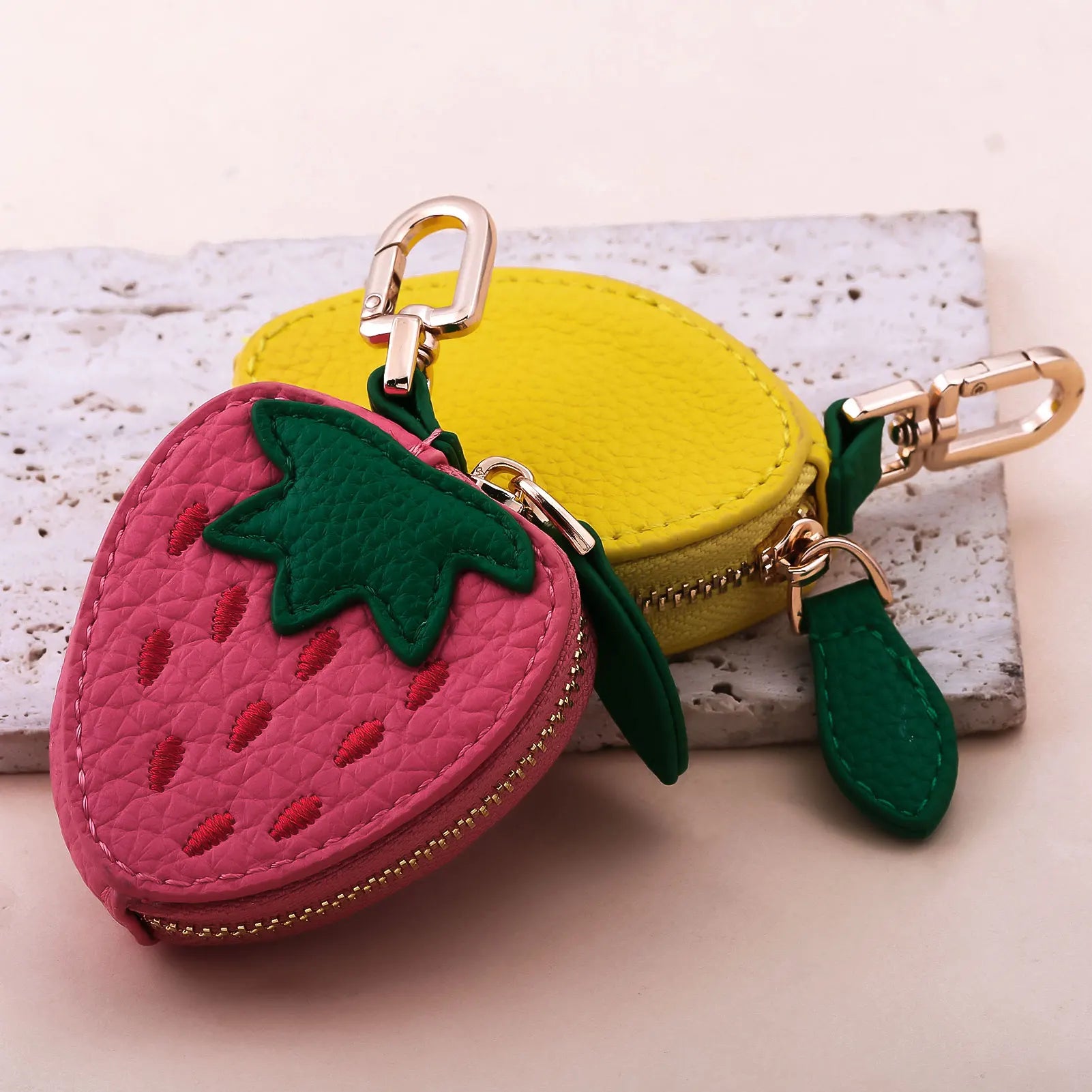 Cute Fruit Coin Purse – Lemon, Strawberry & Cherry Mini Wallets | PU Leather Keychain bag charm