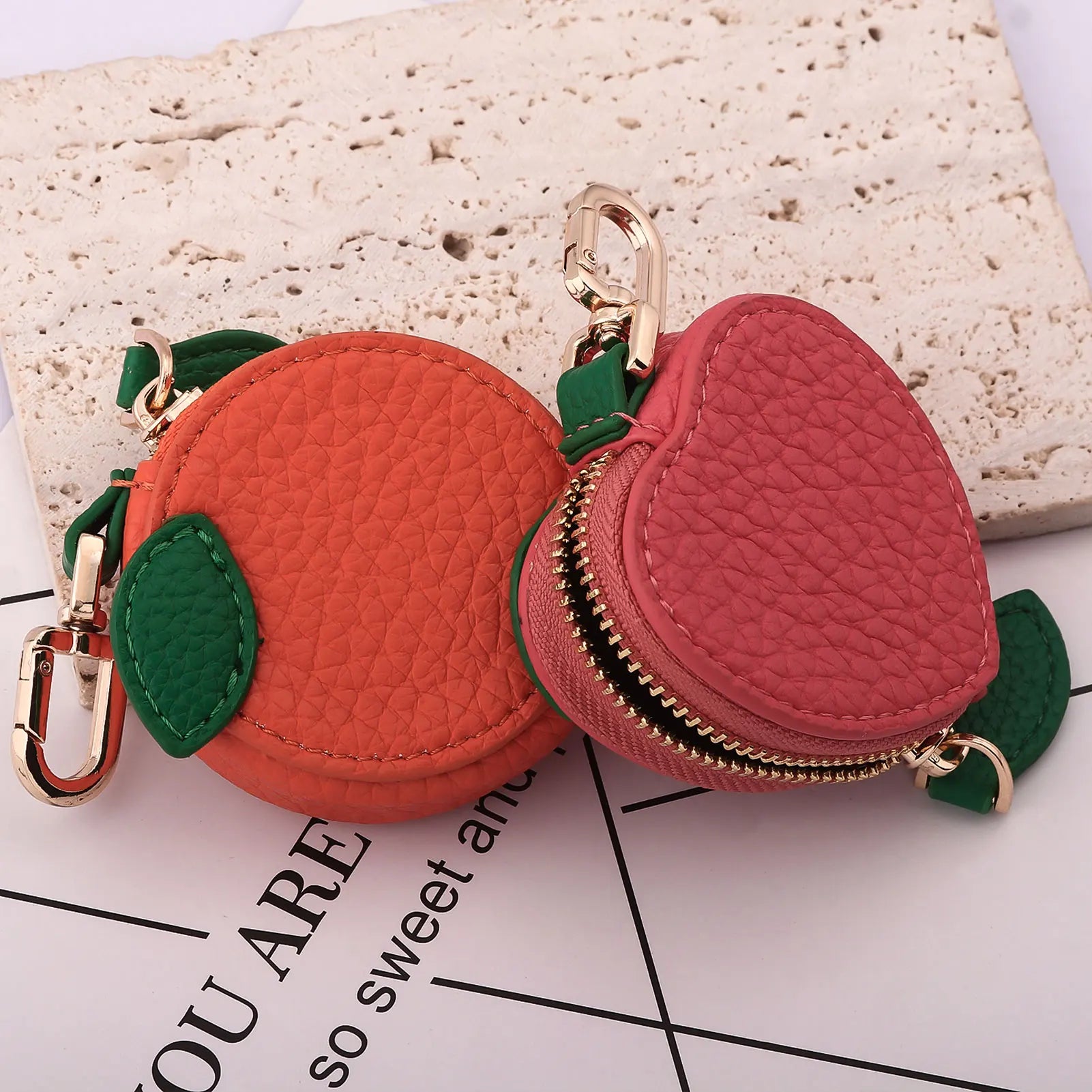 Cute Fruit Coin Purse – Lemon, Strawberry & Cherry Mini Wallets | PU Leather Keychain bag charm