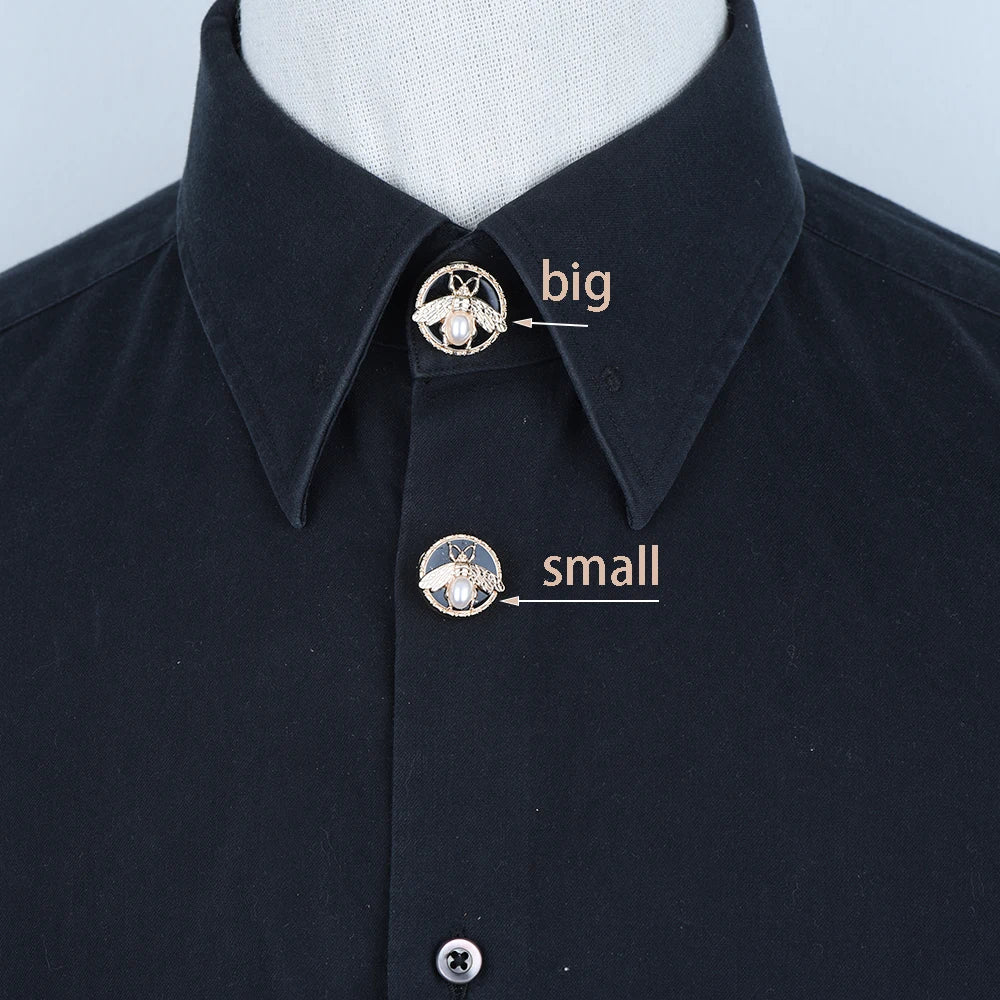 2PCS Pearl Bee Button Covers – Elegant Round Cufflink Style Shirt & Dress Accessories