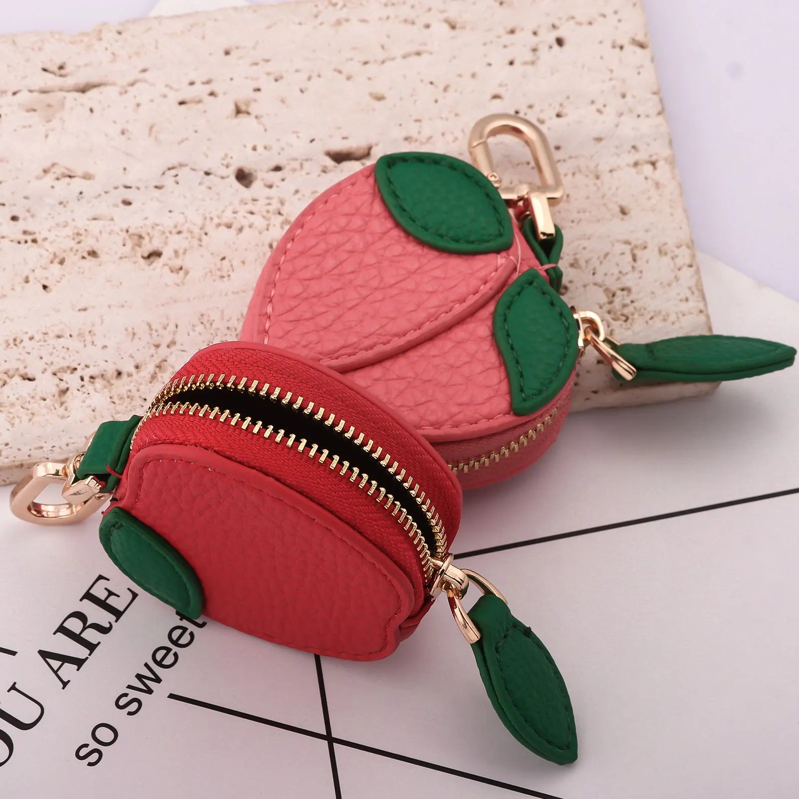 Cute Fruit Coin Purse – Lemon, Strawberry & Cherry Mini Wallets | PU Leather Keychain bag charm