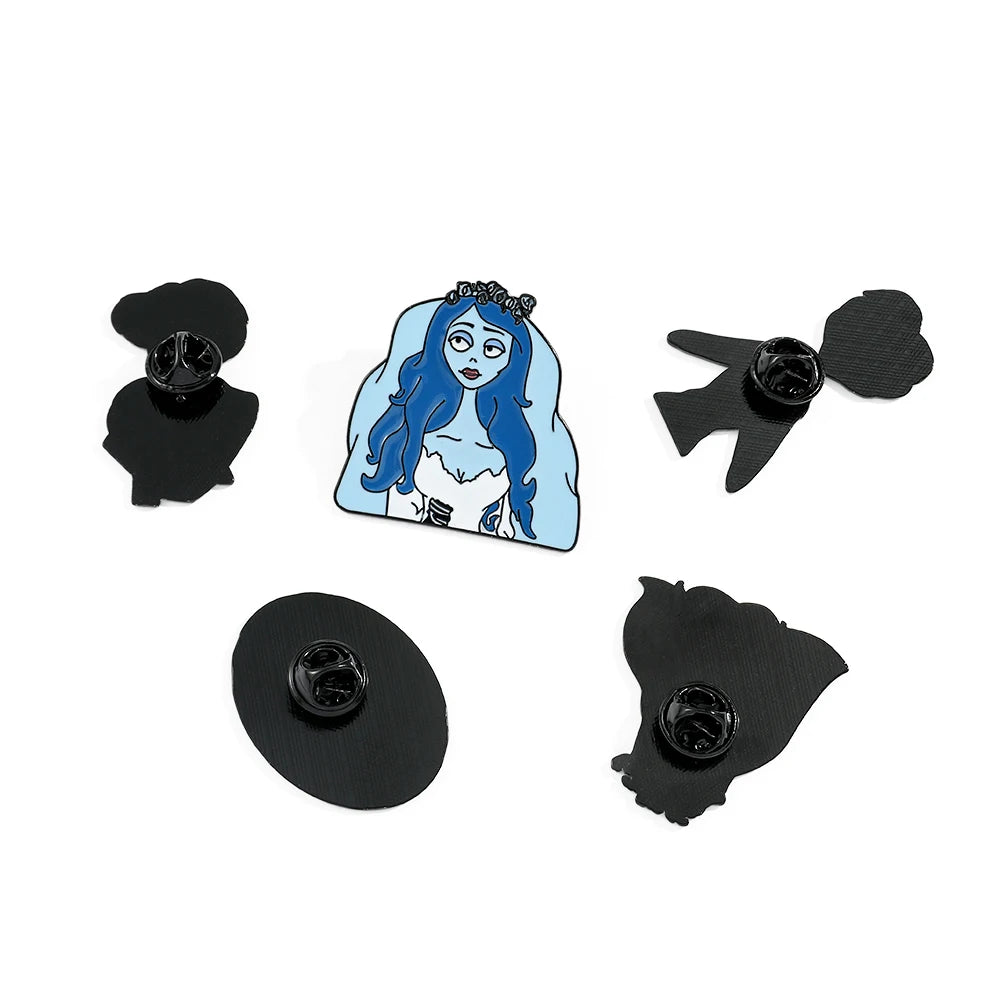 5pcs Corpse Bride Enamel Pin Set – Fun Backpack & Clothing Brooches