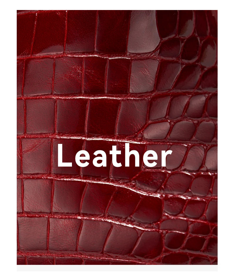 Crocodile Embossed Genuine Leather Handbag – Large Capacity Tote