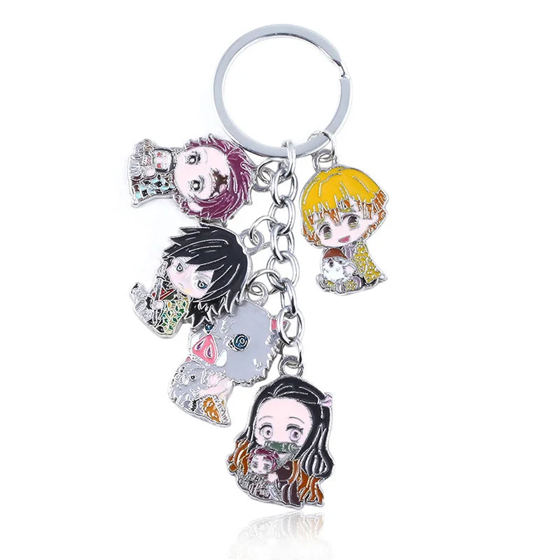 Demon Slayer Metal Keychain – Kimetsu no Yaiba Tanjirou, Nezuko & Zenitsu Pendant