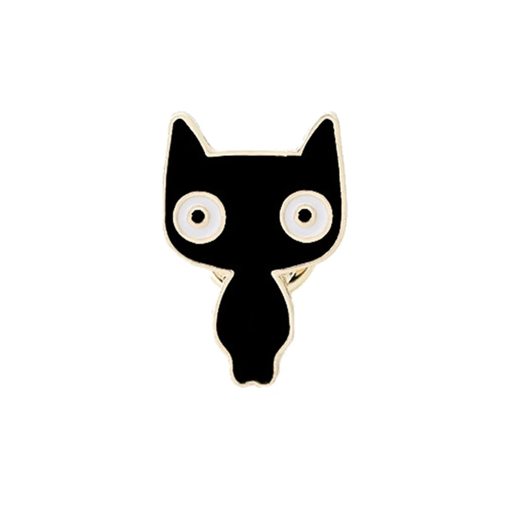 Cute Black & White Cat Enamel Pin – Funny Kitty Brooch