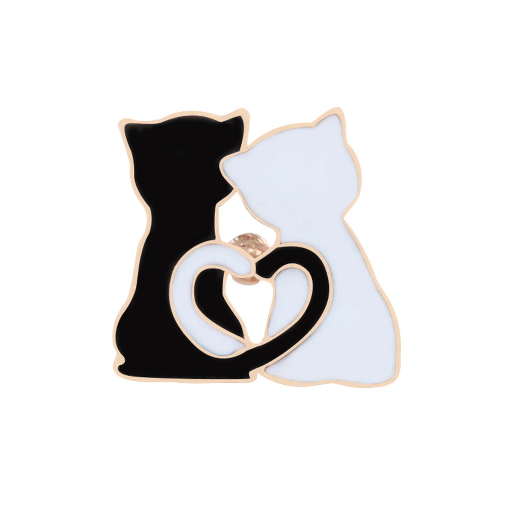 Cute Black & White Cat Enamel Pin – Funny Kitty Brooch