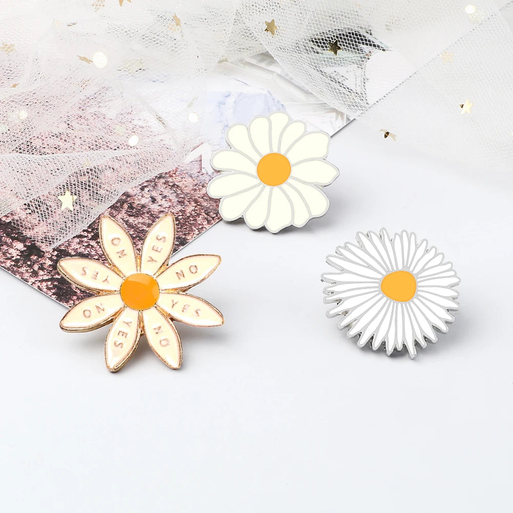 Cute Cartoon Bee Picking Honey Enamel Brooch – Sunflower & Daisy Pins for Women, Kids & Couples