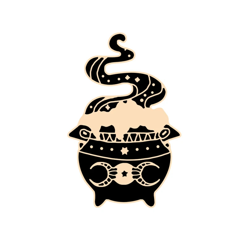 Witchy Enamel Pins – Cat, Hat & Moon Badge