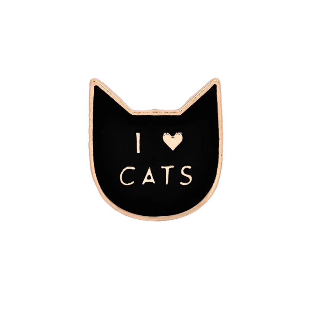 Cute Black & White Cat Enamel Pin – Funny Kitty Brooch
