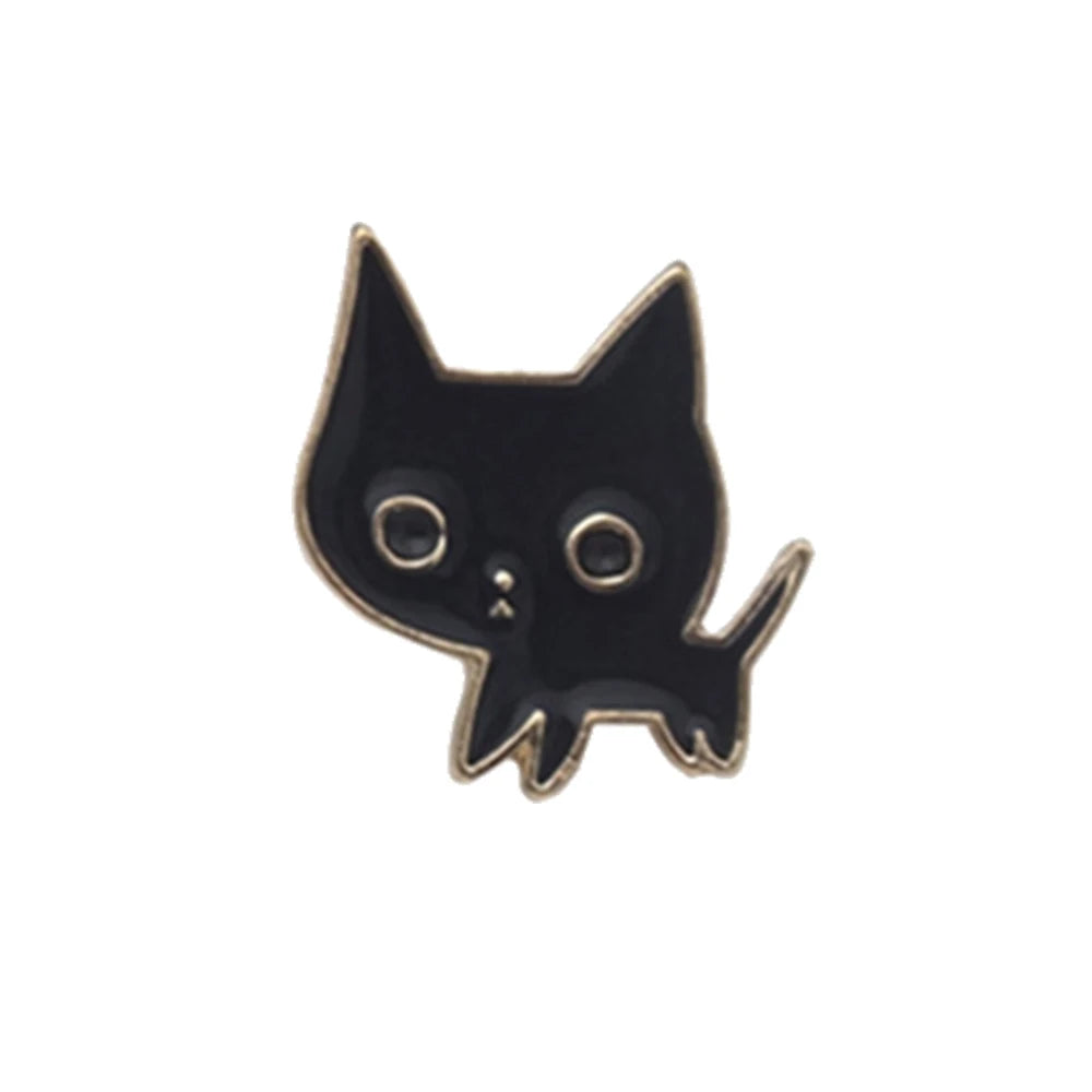 Cute Black & White Cat Enamel Pin – Funny Kitty Brooch