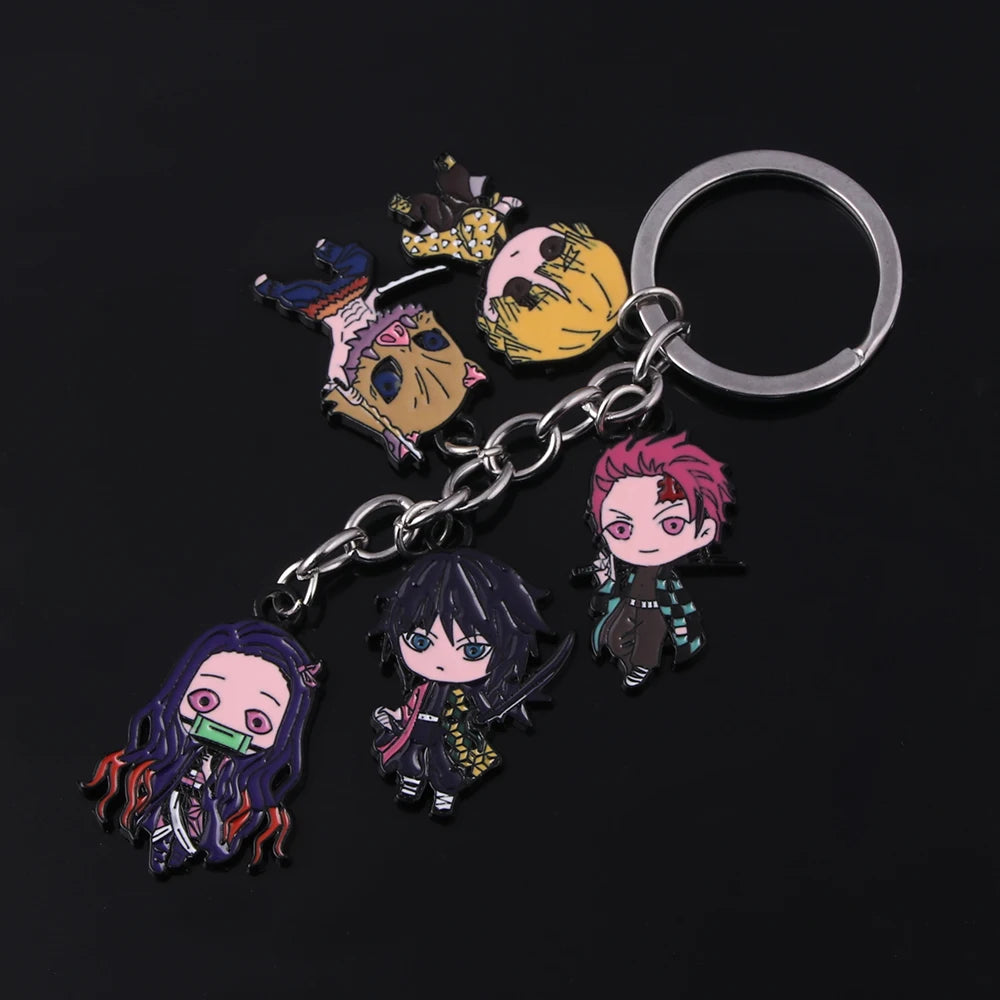 Demon Slayer Metal Keychain – Kimetsu no Yaiba Tanjirou, Nezuko & Zenitsu Pendant