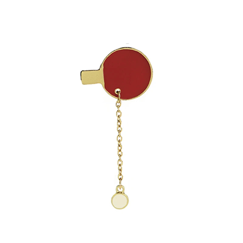 Sports Ball Brooch with Chain – Basketball, Badminton & Tennis Pin for Bags & Jackets
