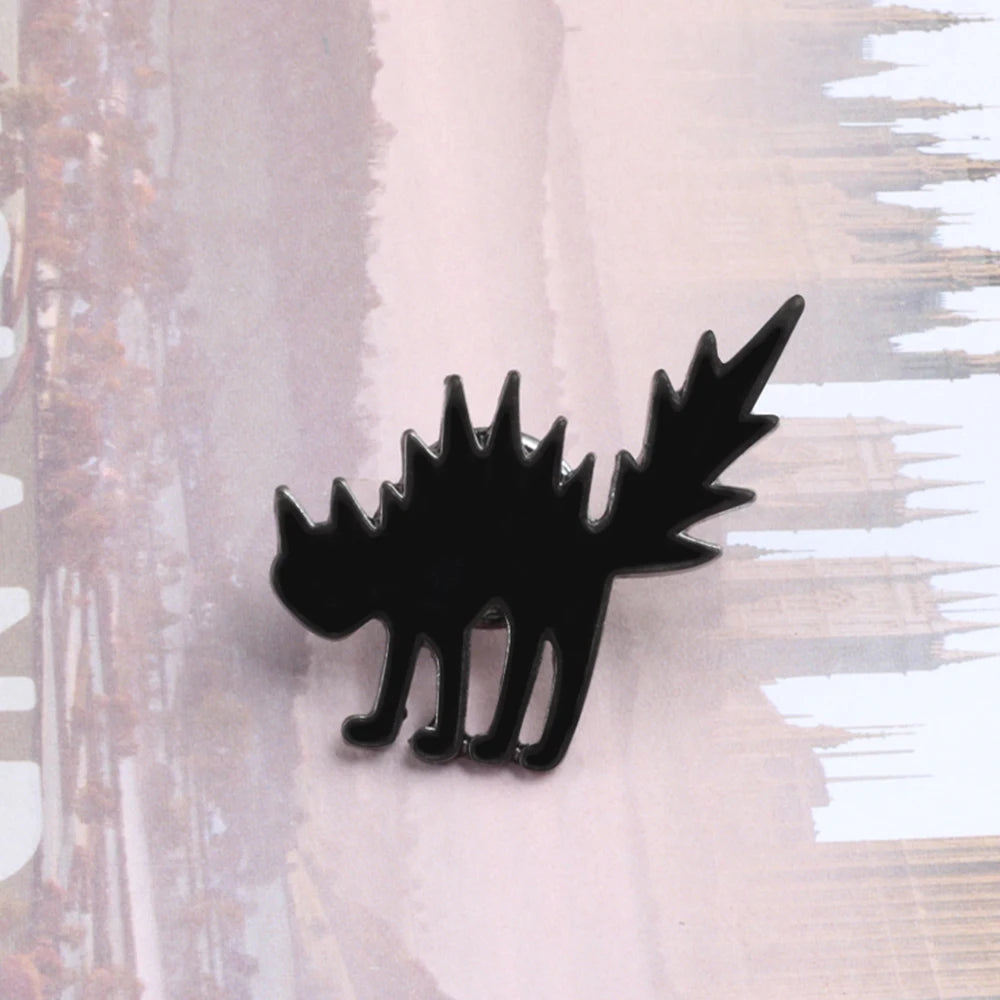Cute Black & White Cat Enamel Pin – Funny Kitty Brooch
