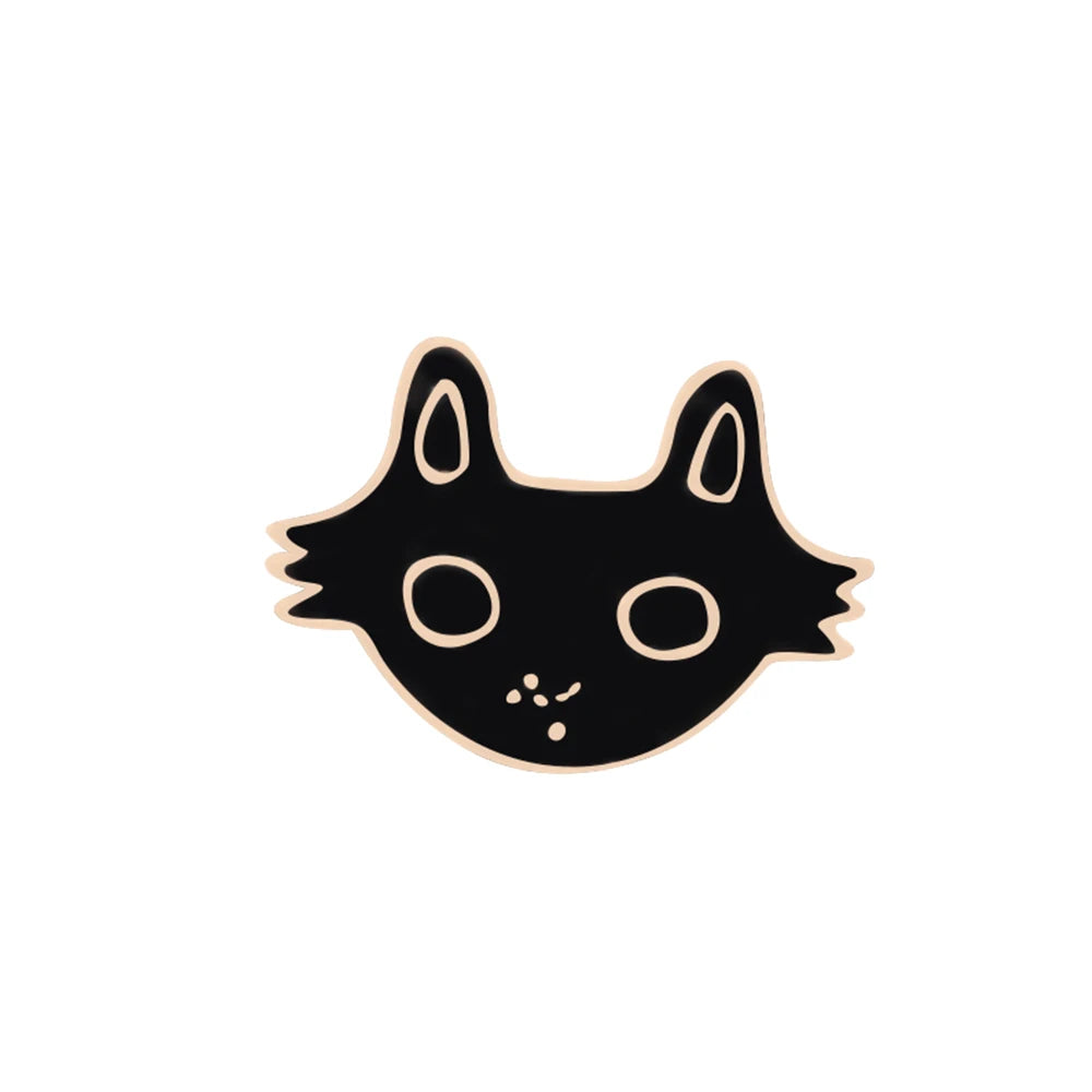 Cute Black & White Cat Enamel Pin – Funny Kitty Brooch