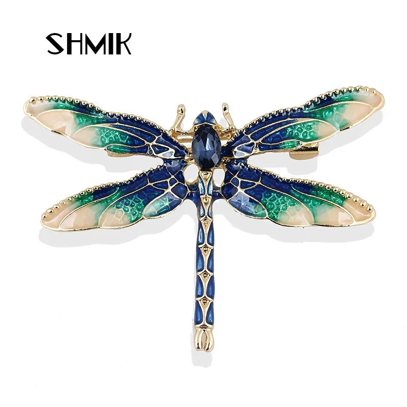 Vintage Crystal Dragonfly Brooch – Elegant Insect Pin for Women