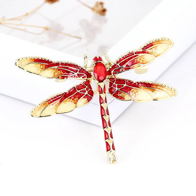 Vintage Crystal Dragonfly Brooch – Elegant Insect Pin for Women