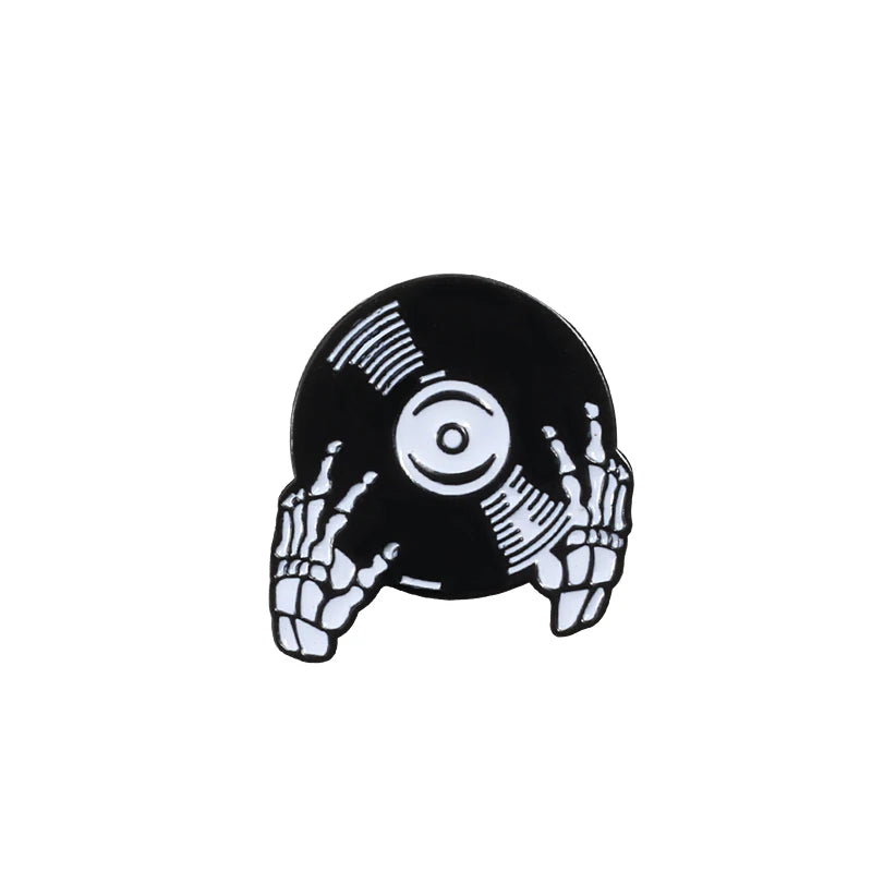 Skull Rose Coffin Enamel Pin – Punk Brooch Badge for Jackets & Accessories