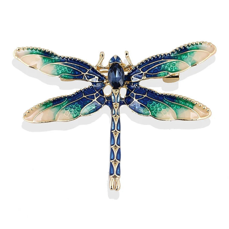 Vintage Crystal Dragonfly Brooch – Elegant Insect Pin for Women