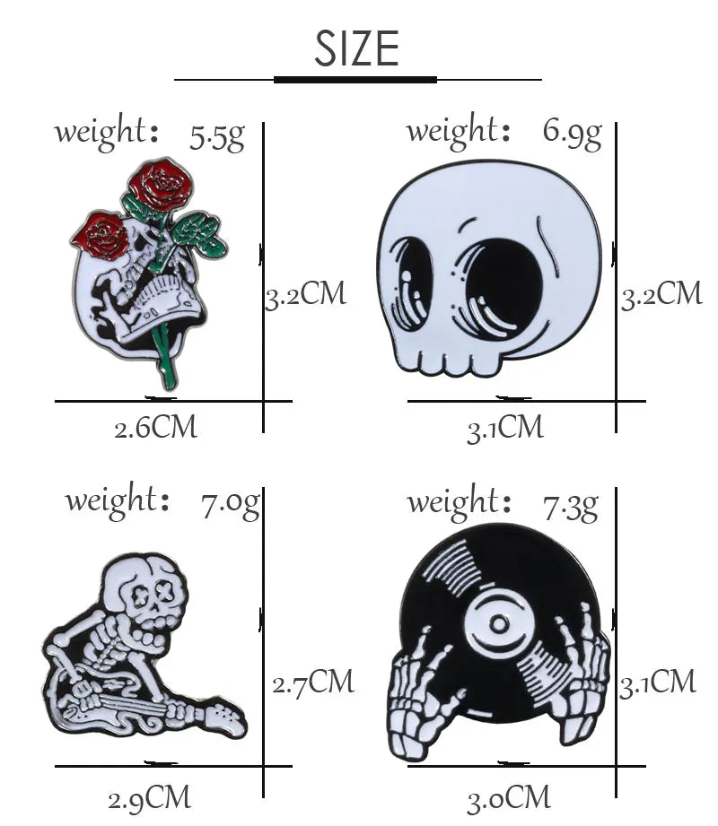 Skull Rose Coffin Enamel Pin – Punk Brooch Badge for Jackets & Accessories