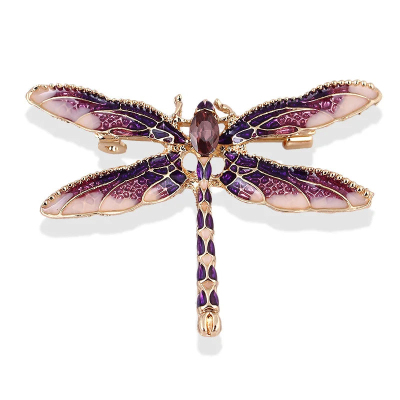Vintage Crystal Dragonfly Brooch – Elegant Insect Pin for Women