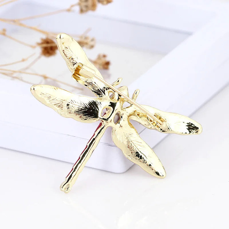 Vintage Crystal Dragonfly Brooch – Elegant Insect Pin for Women
