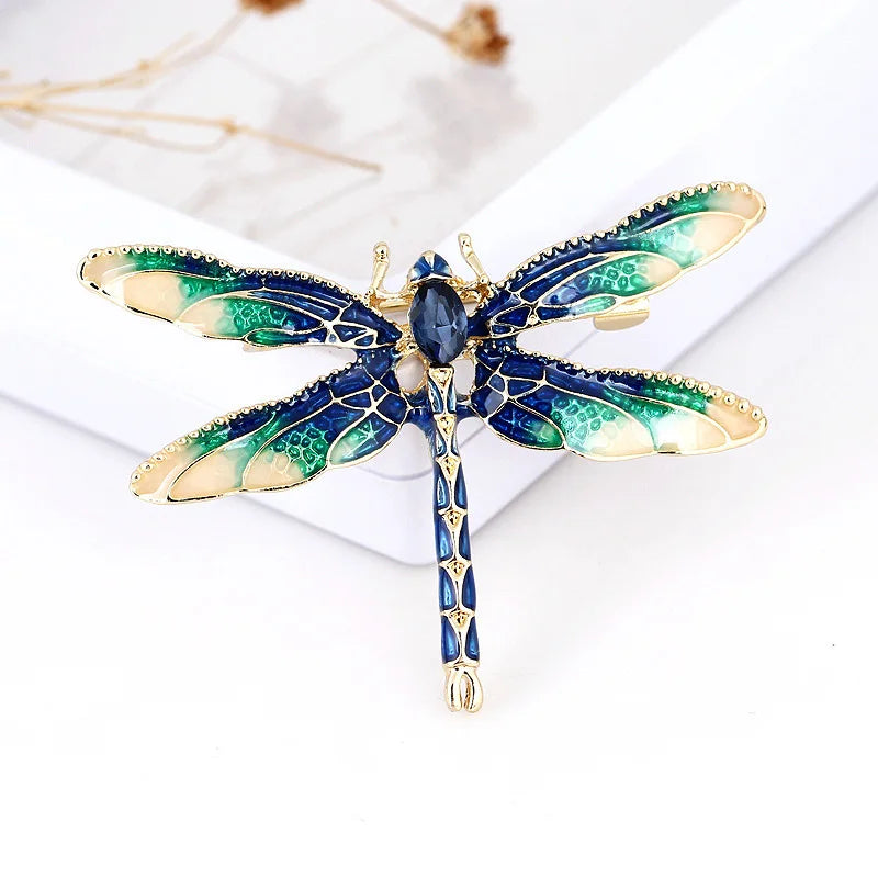 Vintage Crystal Dragonfly Brooch – Elegant Insect Pin for Women