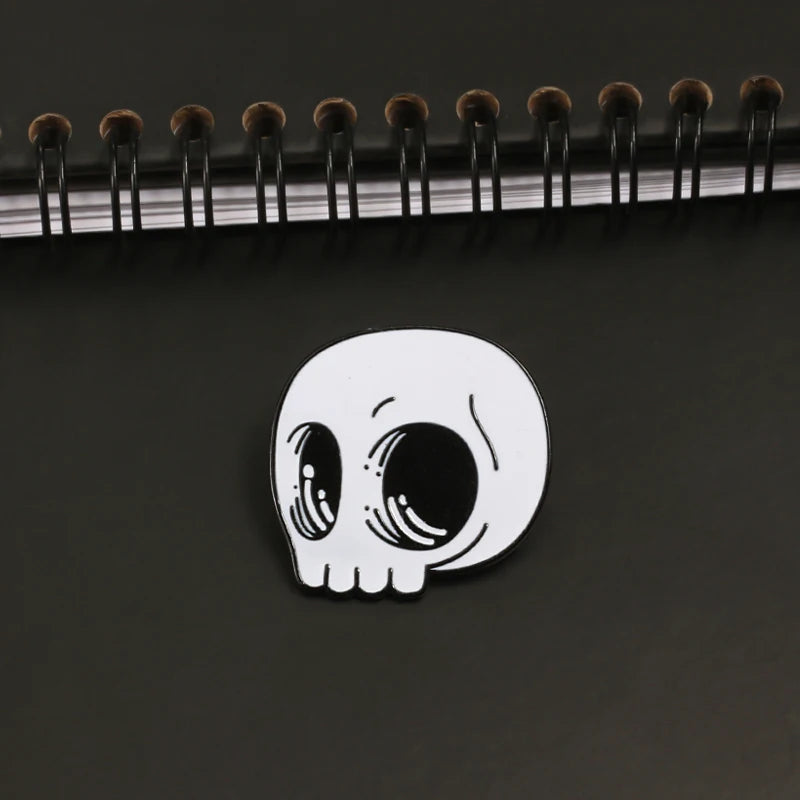 Skull Rose Coffin Enamel Pin – Punk Brooch Badge for Jackets & Accessories