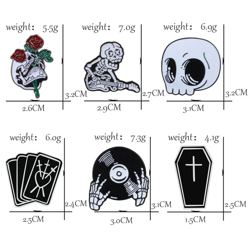 Skull Rose Coffin Enamel Pin – Punk Brooch Badge for Jackets & Accessories