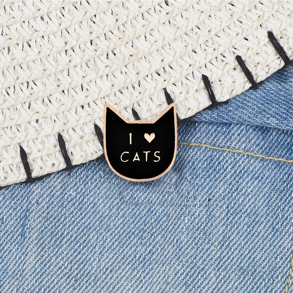 Cute Black & White Cat Enamel Pin – Funny Kitty Brooch