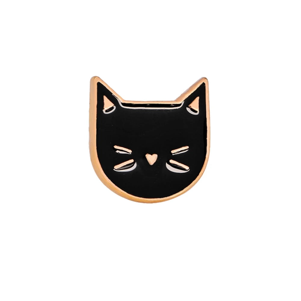 Cute Black & White Cat Enamel Pin – Funny Kitty Brooch