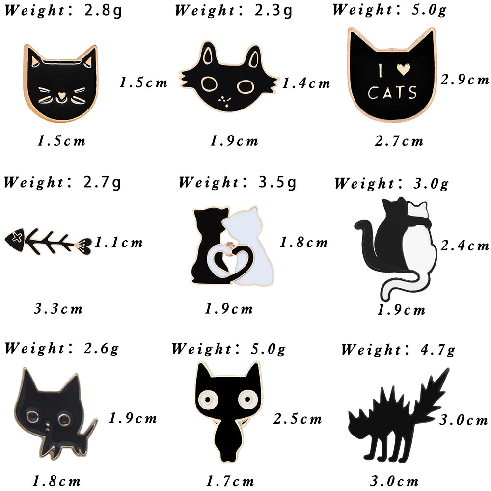 Cute Black & White Cat Enamel Pin – Funny Kitty Brooch