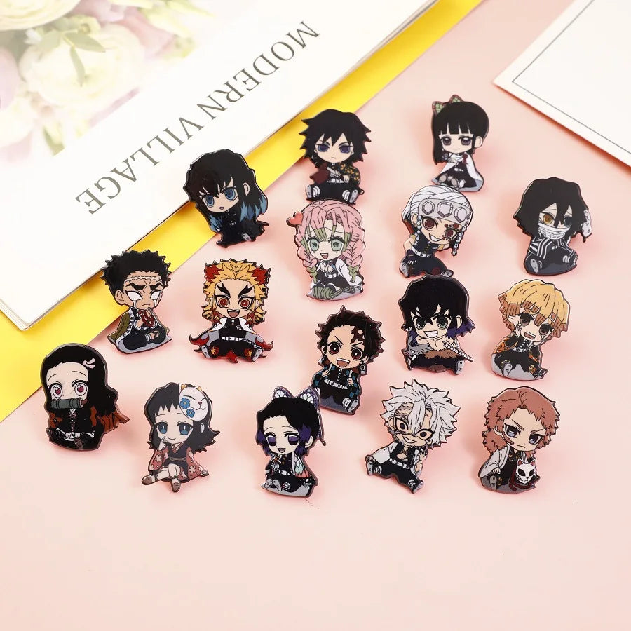 Demon Slayer Brooch Set – 16 Styles Anime Pins & Badges