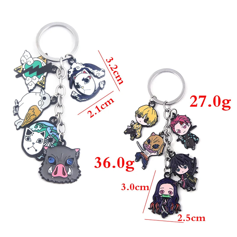 Demon Slayer Metal Keychain – Kimetsu no Yaiba Tanjirou, Nezuko & Zenitsu Pendant