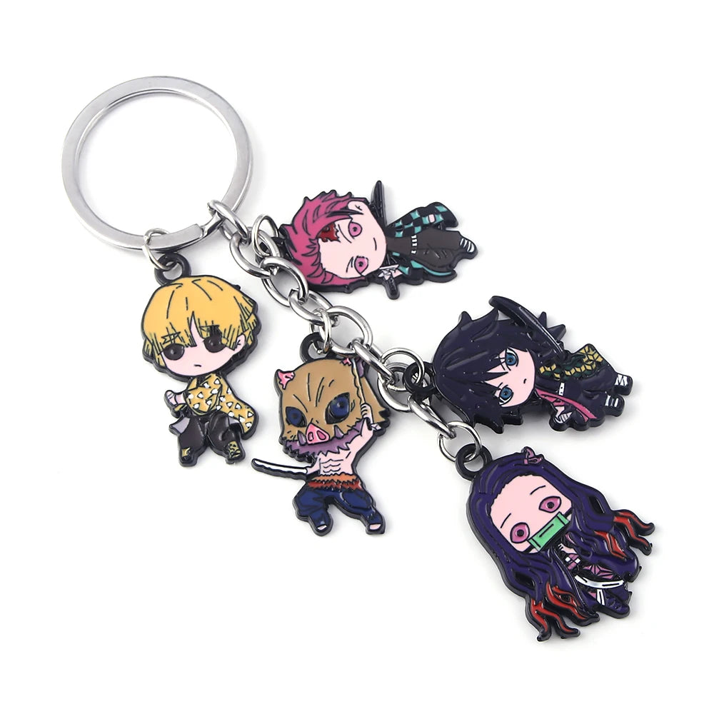 Demon Slayer Metal Keychain – Kimetsu no Yaiba Tanjirou, Nezuko & Zenitsu Pendant