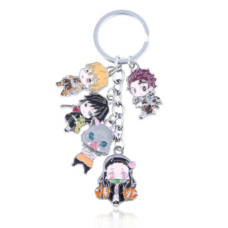Demon Slayer Metal Keychain – Kimetsu no Yaiba Tanjirou, Nezuko & Zenitsu Pendant