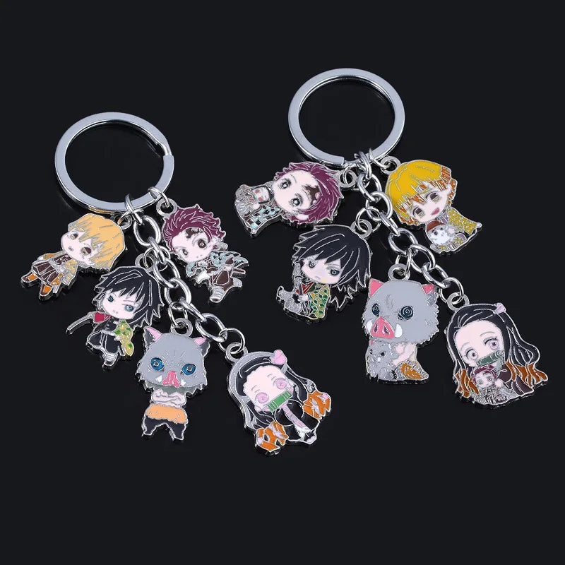 Demon Slayer Metal Keychain – Kimetsu no Yaiba Tanjirou, Nezuko & Zenitsu Pendant
