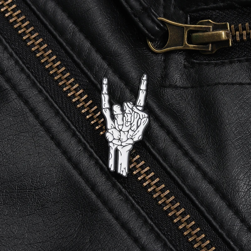 Skeleton Hand Enamel Pin – Punk Rock Brooch