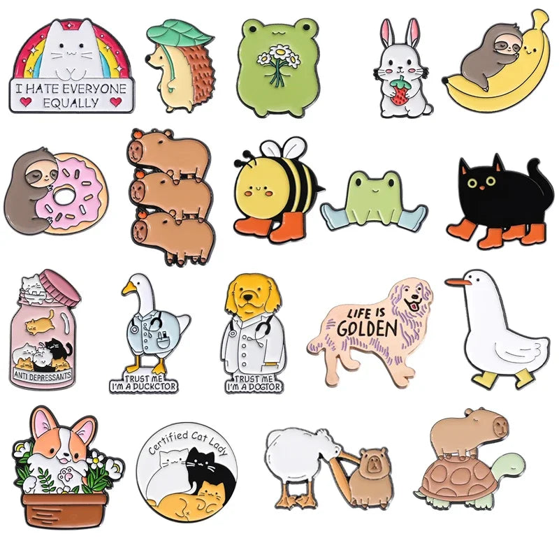 Kawaii Animal Brooch – Cute Enamel Pin Series