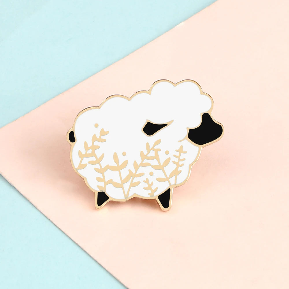 Cute Black Goat Enamel Pin – Funny Cartoon Animal Brooch