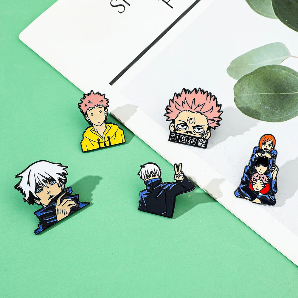 Itadori Yuji Enamel Pin Set – 5pcs Funny Anime Brooch Collection
