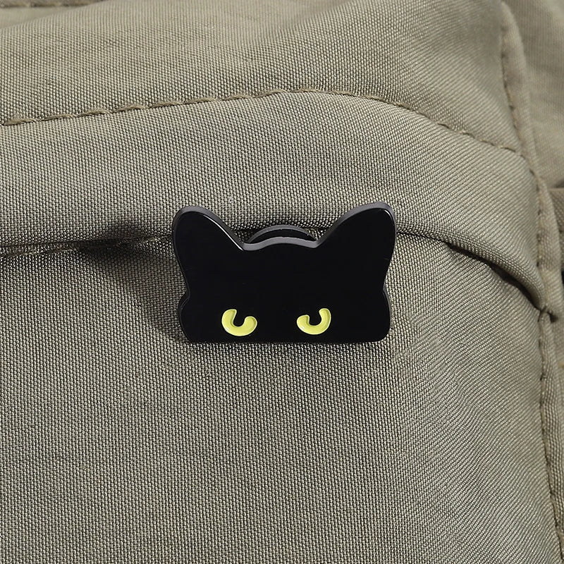 Peeking Black Cat Enamel Pin