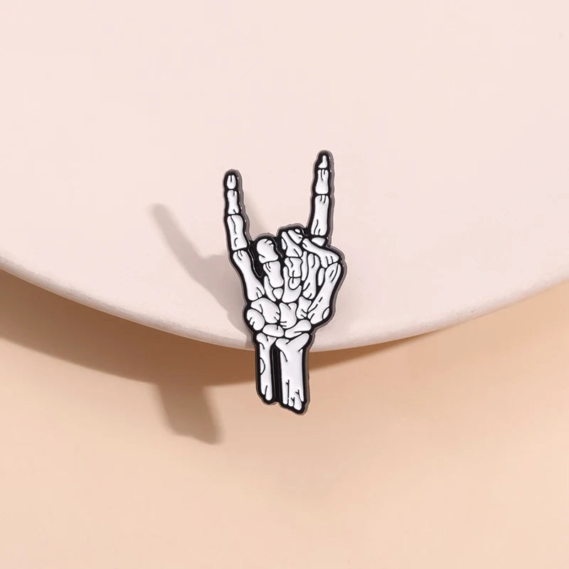Skeleton Hand Enamel Pin – Punk Rock Brooch