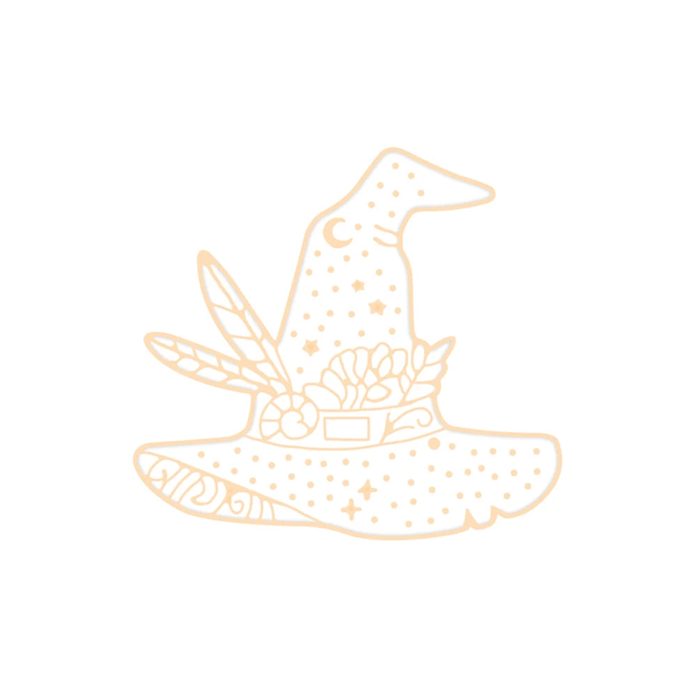 Witchy Enamel Pins – Cat, Hat & Moon Badge