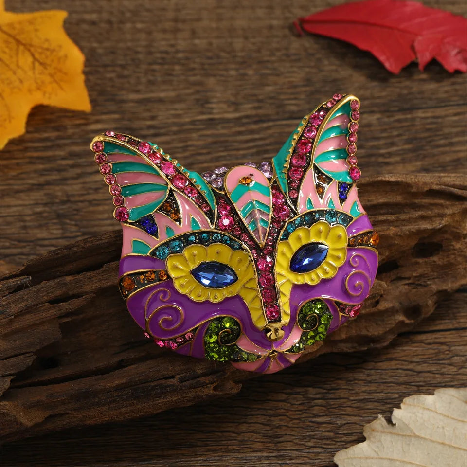 Retro Enamel Cat Mask Jewelry